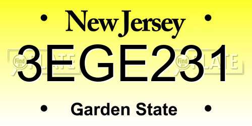 3EGE231 New Jersey License Plate