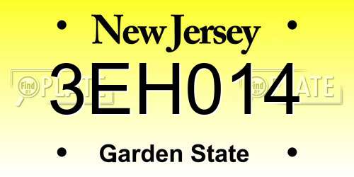 3EH014 New Jersey License Plate