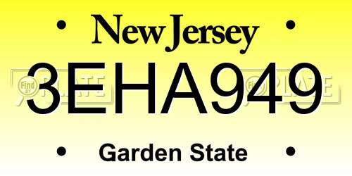 3EHA949 New Jersey License Plate