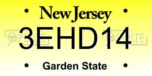 3EHD14 New Jersey License Plate
