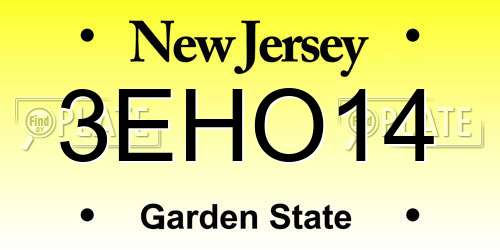 3EHO14 New Jersey License Plate