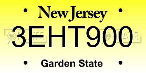 3EHT900 New Jersey License Plate