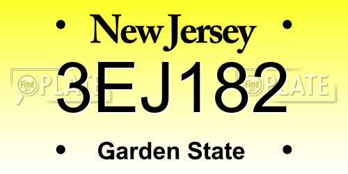 3EJ182 New Jersey License Plate
