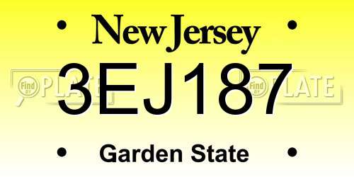 3EJ187 New Jersey License Plate