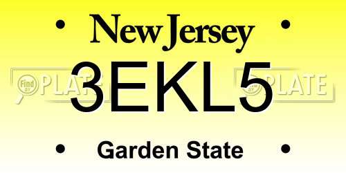 3EKL5 New Jersey License Plate