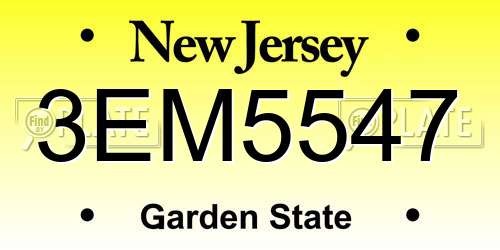 3EM5547 New Jersey License Plate