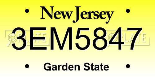 3EM5847 New Jersey License Plate