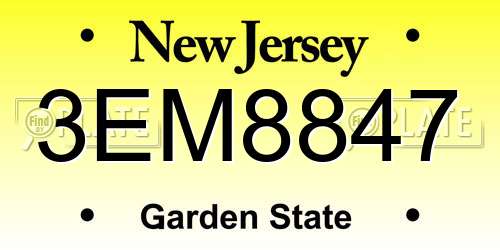 3EM8847 New Jersey License Plate