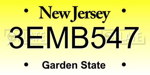 3EMB547 New Jersey License Plate