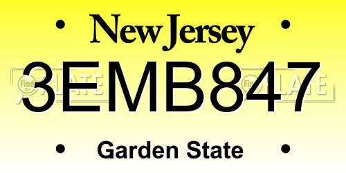 3EMB847 New Jersey License Plate