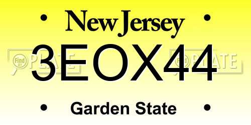 3EOX44 New Jersey License Plate