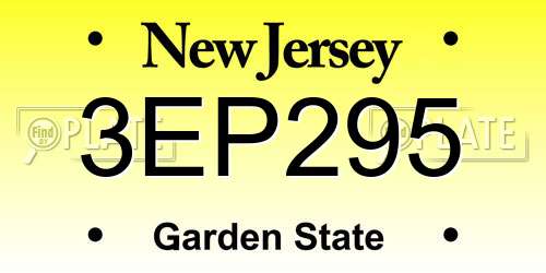 3EP295 New Jersey License Plate