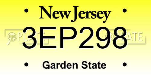 3EP298 New Jersey License Plate
