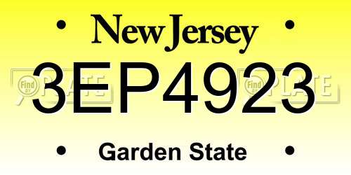 3EP4923 New Jersey License Plate