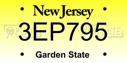 3EP795 New Jersey License Plate