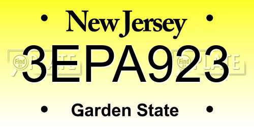 3EPA923 New Jersey License Plate
