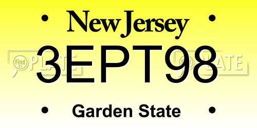 3EPT98 New Jersey License Plate