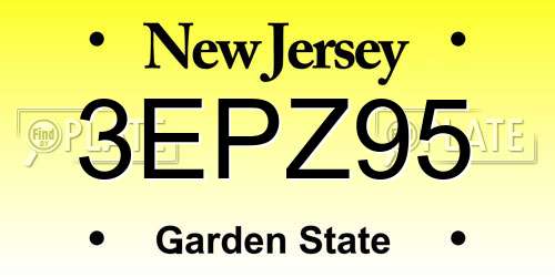 3EPZ95 New Jersey License Plate
