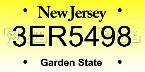 3ER5498 New Jersey License Plate