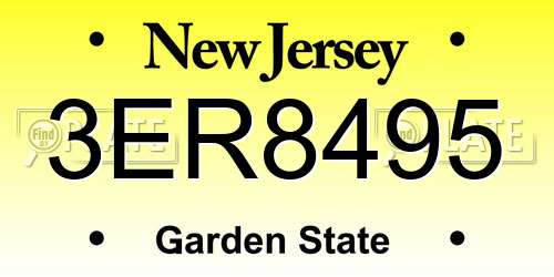 3ER8495 New Jersey License Plate