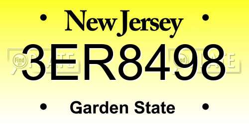 3ER8498 New Jersey License Plate