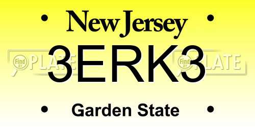 3ERK3 New Jersey License Plate
