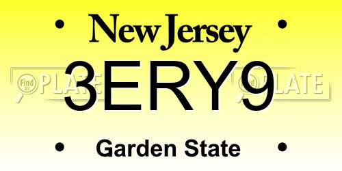 3ERY9 New Jersey License Plate