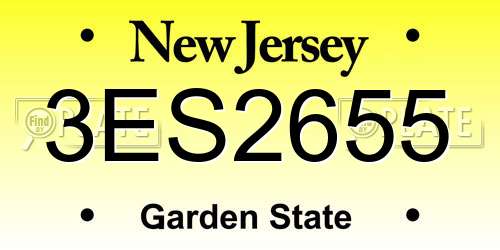 3ES2655 New Jersey License Plate