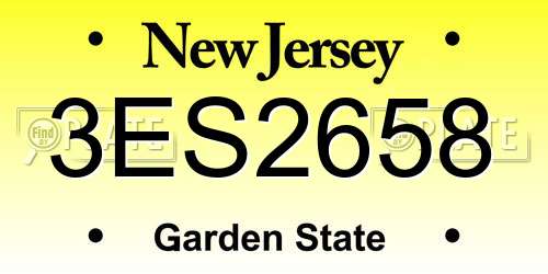 3ES2658 New Jersey License Plate