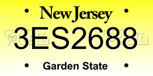 3ES2688 New Jersey License Plate