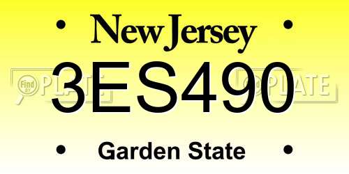 3ES490 New Jersey License Plate