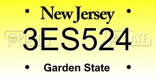 3ES524 New Jersey License Plate