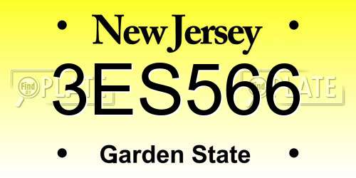 3ES566 New Jersey License Plate