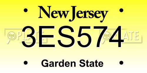 3ES574 New Jersey License Plate