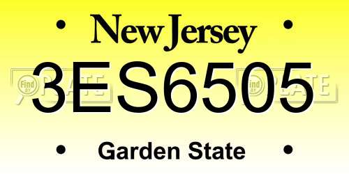 3ES6505 New Jersey License Plate