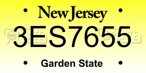 3ES7655 New Jersey License Plate