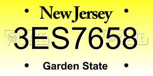3ES7658 New Jersey License Plate