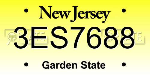 3ES7688 New Jersey License Plate