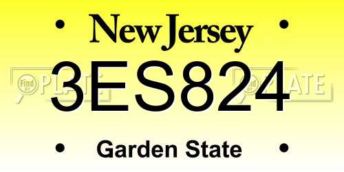 3ES824 New Jersey License Plate