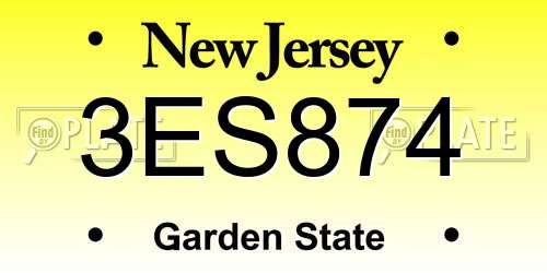 3ES874 New Jersey License Plate