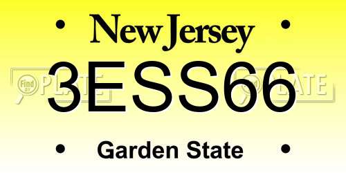 3ESS66 New Jersey License Plate