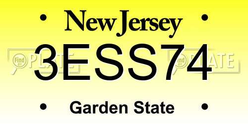 3ESS74 New Jersey License Plate