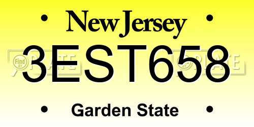 3EST658 New Jersey License Plate