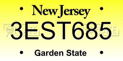 3EST685 New Jersey License Plate