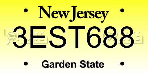 3EST688 New Jersey License Plate