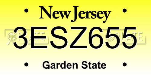 3ESZ655 New Jersey License Plate