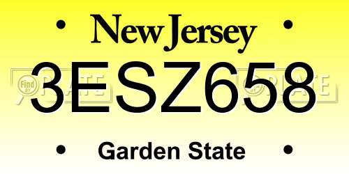 3ESZ658 New Jersey License Plate