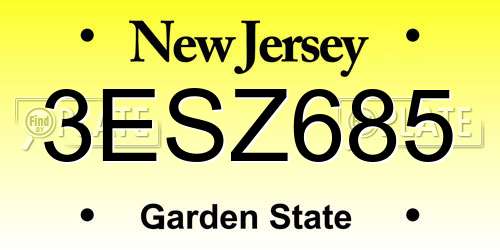 3ESZ685 New Jersey License Plate