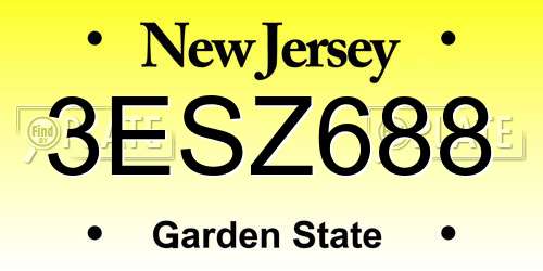 3ESZ688 New Jersey License Plate