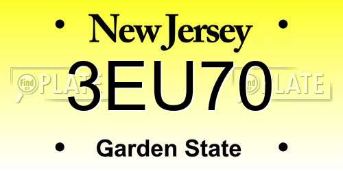3EU70 New Jersey License Plate